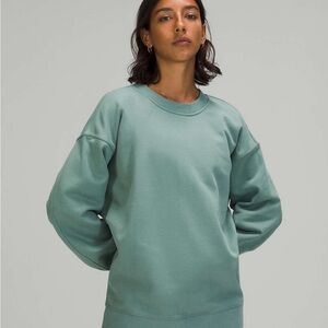 Lululemon Sage Green Oversized Crewneck Sweatshirt Embossed Logo Size 6